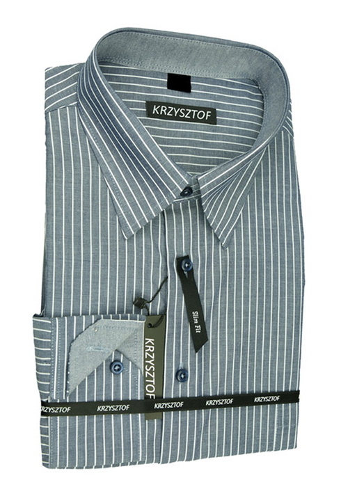 KRZYSZTOF koszula niebieska XL 43-44 176/182 dł. WZ235M Slim Fit