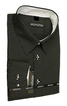 KRZYSZTOF koszula czarna M 39-40 176/182 dł. WZ257K