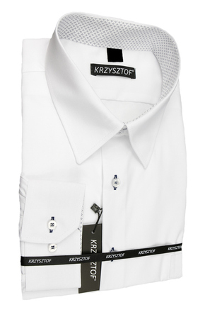 KRZYSZTOF koszula biała S 37-38 170/176 dł. SLIM WZ266M