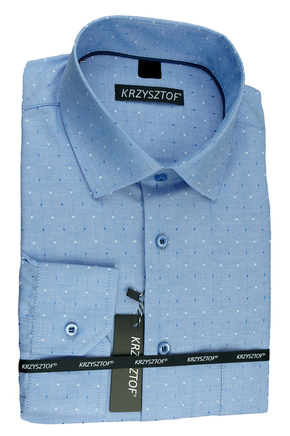 KRZYSZTOF koszula niebieska M 39-40 176/182 dł. Slim WZ433m