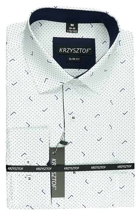 KRZYSZTOF koszula biała M 39-40 176/182 dł. WZ459M SLIM