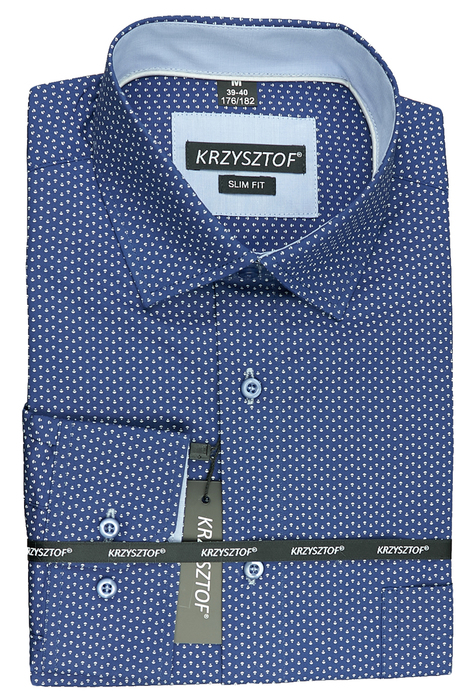 KRZYSZTOF koszula niebieska M 39-40 176/182 dł. WX113M SLIM
