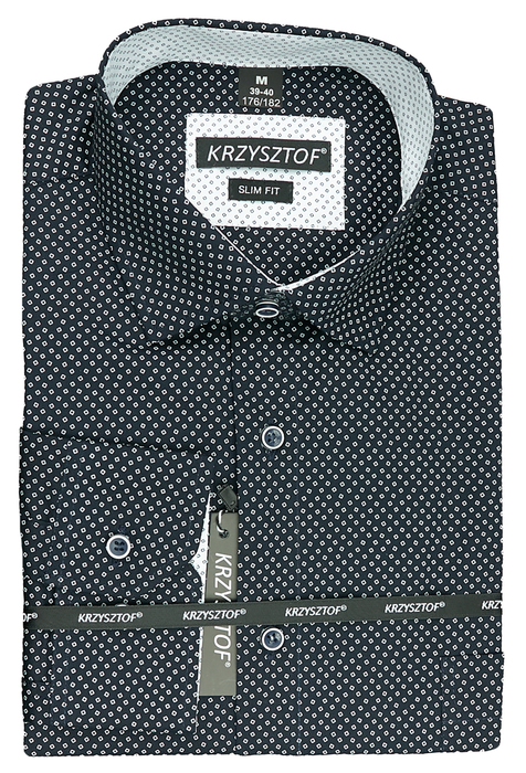 KRZYSZTOF koszula czarna M 39-40 176/182 dł. WZ463M SLIM