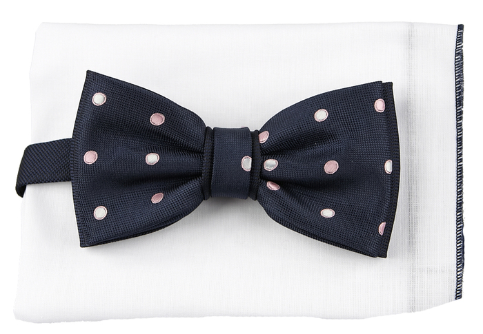 Mucha granatowa w różowe i srebrne kropki KRZYSZTOF mpKR15K