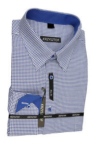 KRZYSZTOF koszula granatowo-biała XL 43-44 176/182 dł. WZ239K_SLIM FIT