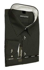 KRZYSZTOF koszula czarna M 39-40 176/182 dł. WZ257K