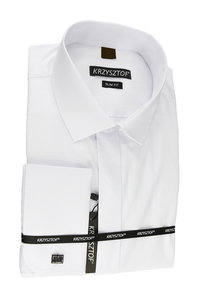 KRZYSZTOF koszula biała na spinki S 37-38 176/182 dł. Slim Fit WZ500m
