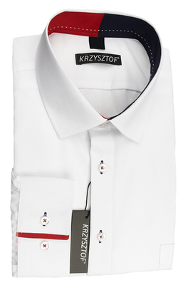 KRZYSZTOF koszula biała 45 182/188 dł. WZ347K_45_182