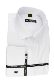 KRZYSZTOF koszula biała na spinki XL 43-44 176/182 dł. WZ501K