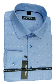 KRZYSZTOF koszula niebieska M 39-40 176/182 dł. Slim WZ433m