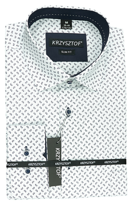 KRZYSZTOF koszula biała M 39-40 176/182 dł. WZ458M SLIM