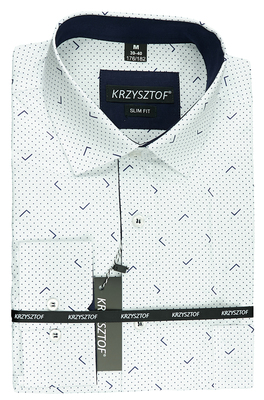 KRZYSZTOF koszula biała M 39-40 176/182 dł. WZ459M SLIM