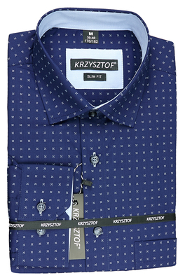 KRZYSZTOF koszula niebieska M 39-40 176/182 dł. WX112M SLIM