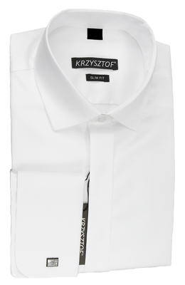 KRZYSZTOF koszula biała na spinki SLIM XXXL 170/176 dł. WL3M_XXXL_170 skaza