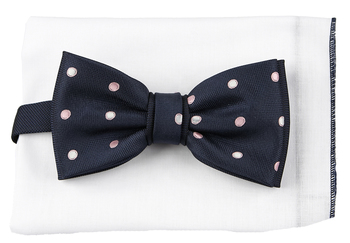 Mucha granatowa w różowe i srebrne kropki KRZYSZTOF mpKR15K