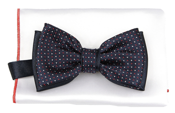 Mucha granatowa w białe i czerwone kropki KRZYSZTOF mpKR21K